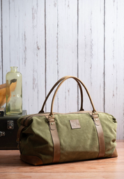 Bolso ULMMO Cuero reno Verde Oliva con Mangos de cuero