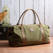ULMMO Olive Green Deerskin-Print Leather Bag with Leather Handles