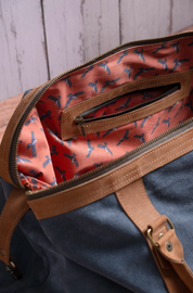 Bolso ULMMO cuero reno Azul Petróleo con mangos de cuero