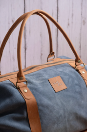 Bolso ULMMO cuero reno Azul Petróleo con mangos de cuero