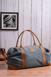 Bolso ULMMO cuero reno Azul Petróleo con mangos de cuero