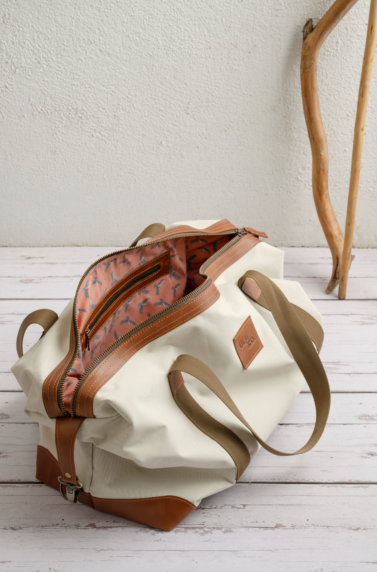 Bolso Impermeable · Crema con forro Cóndor Naranjo
