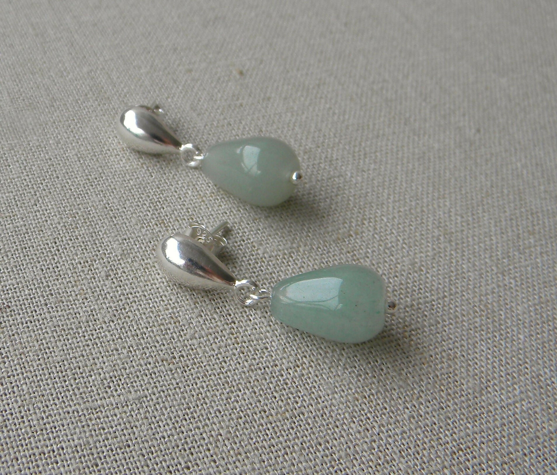 AROS GOTA PLATA JADE VERDE