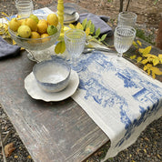 Camino de Mesa Toile de Jouy Azul - Linet Natural,