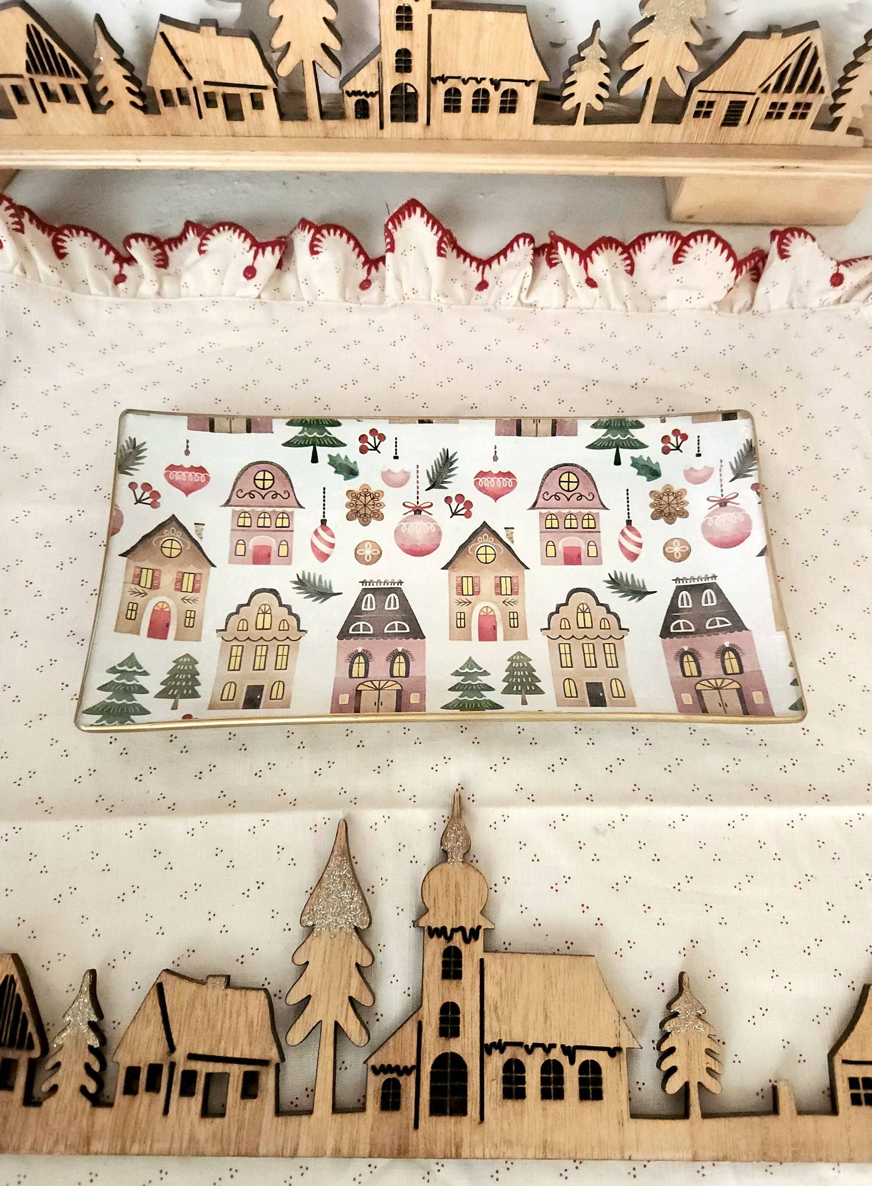 Bandeja rectangular casitas de navidad