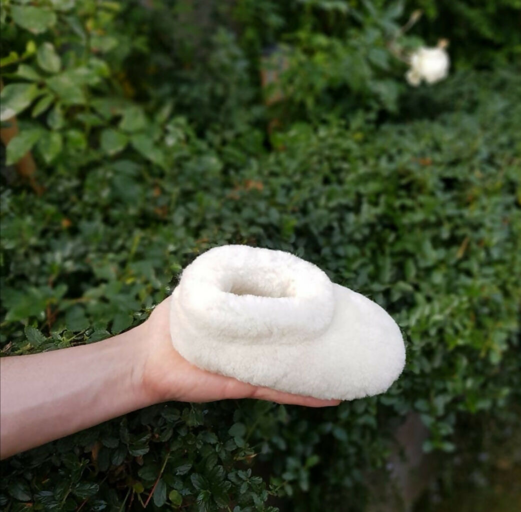 Pantuflas De Oveja Lana Natural Blanca Tallas Infantil Unisex