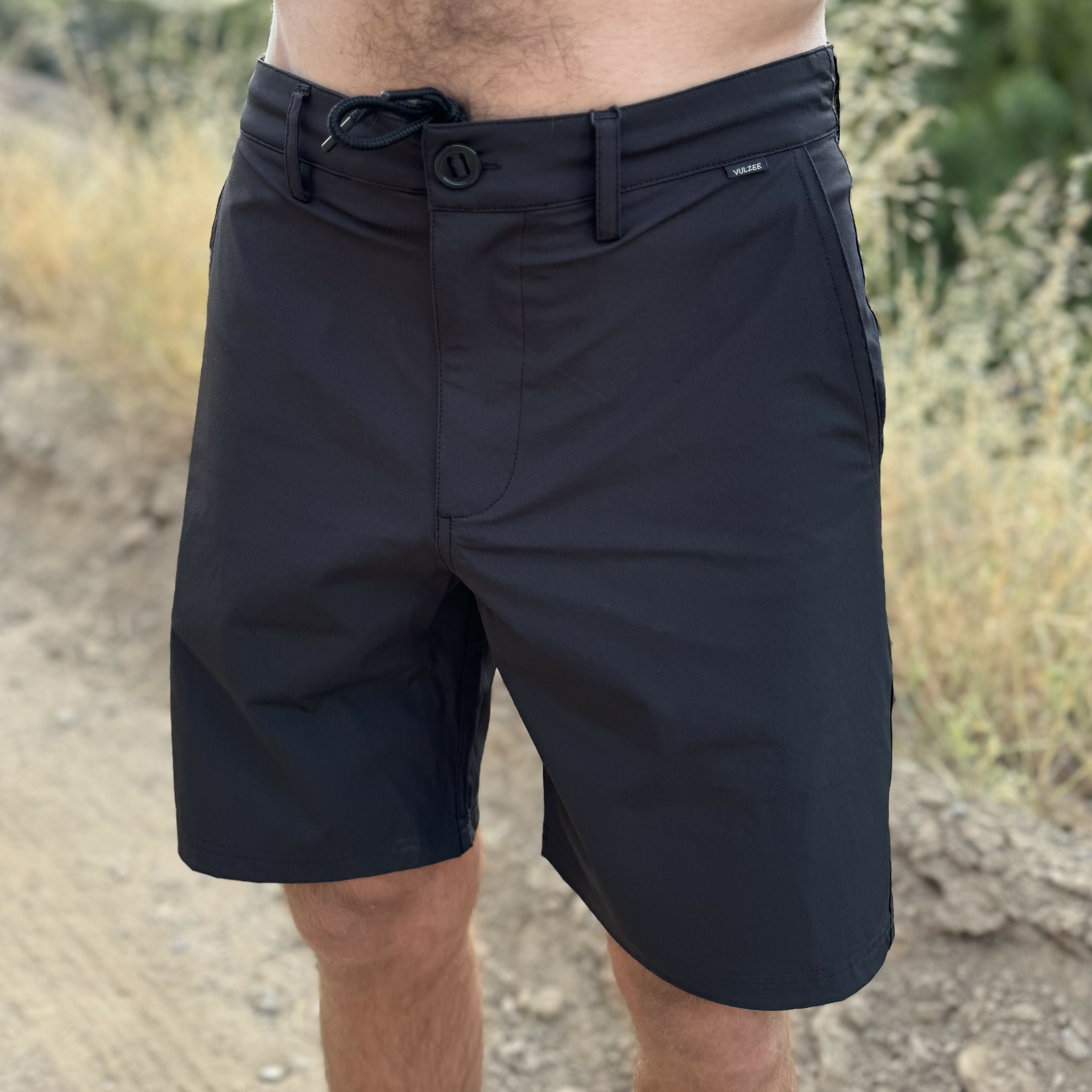 short híbrido 19" black stone wash