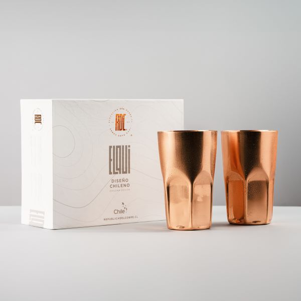 ELQUI 100% Copper Piscola Glasses, Set of 2