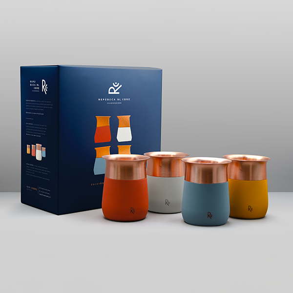 Set de 4 Vasos Cobre Pisco Sour Cachai Colores