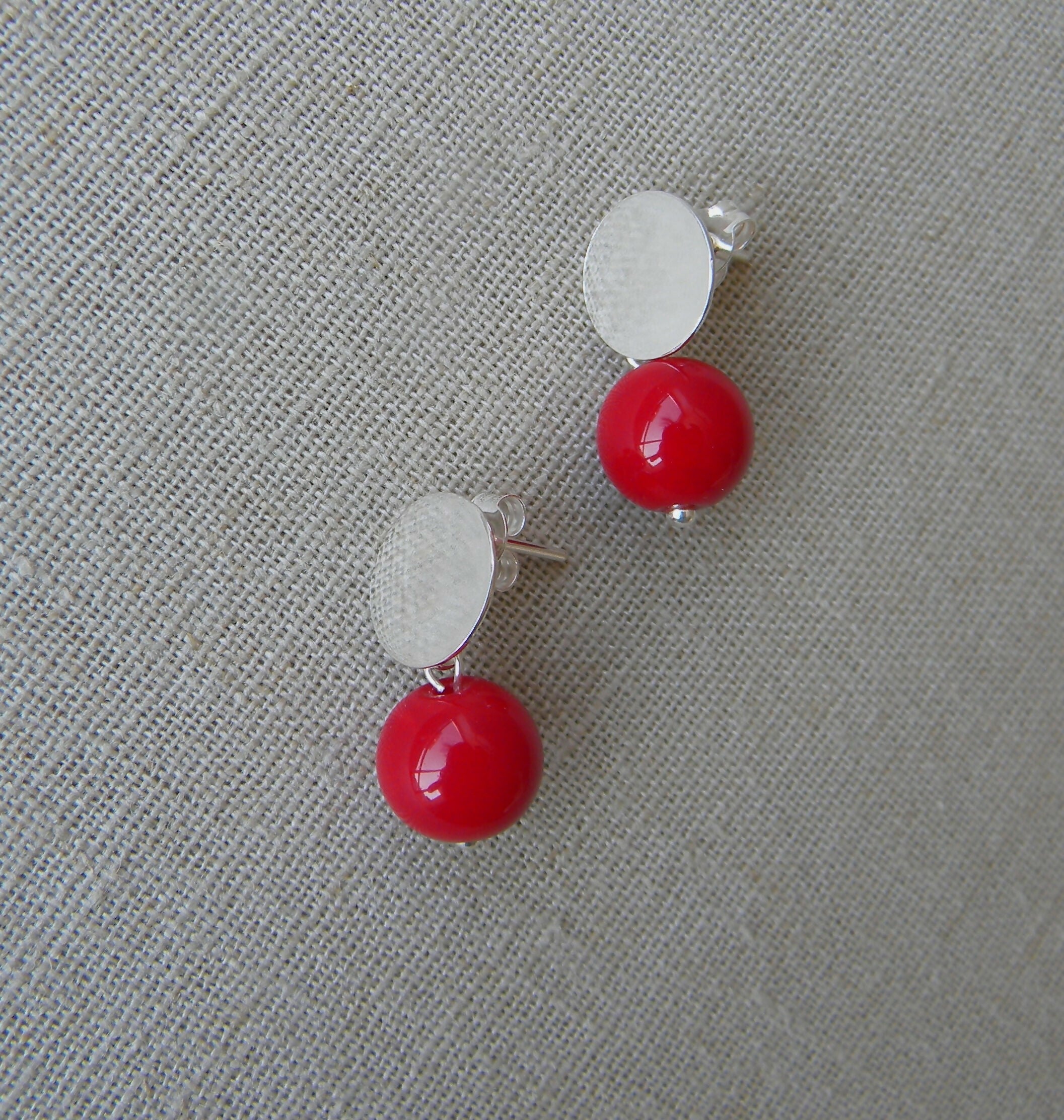 AROS PLATA JADE ROJO