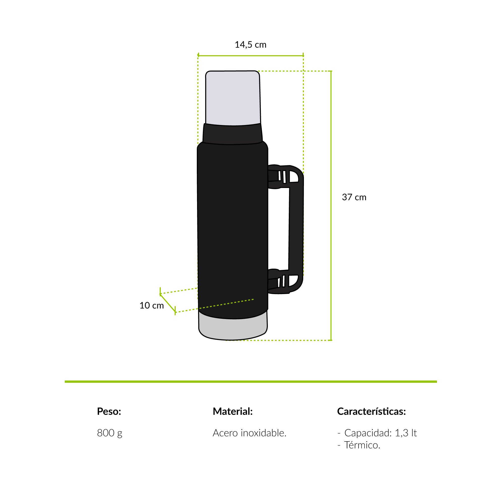 TERMO 1.3 LT NEGRO ARAUCARIA