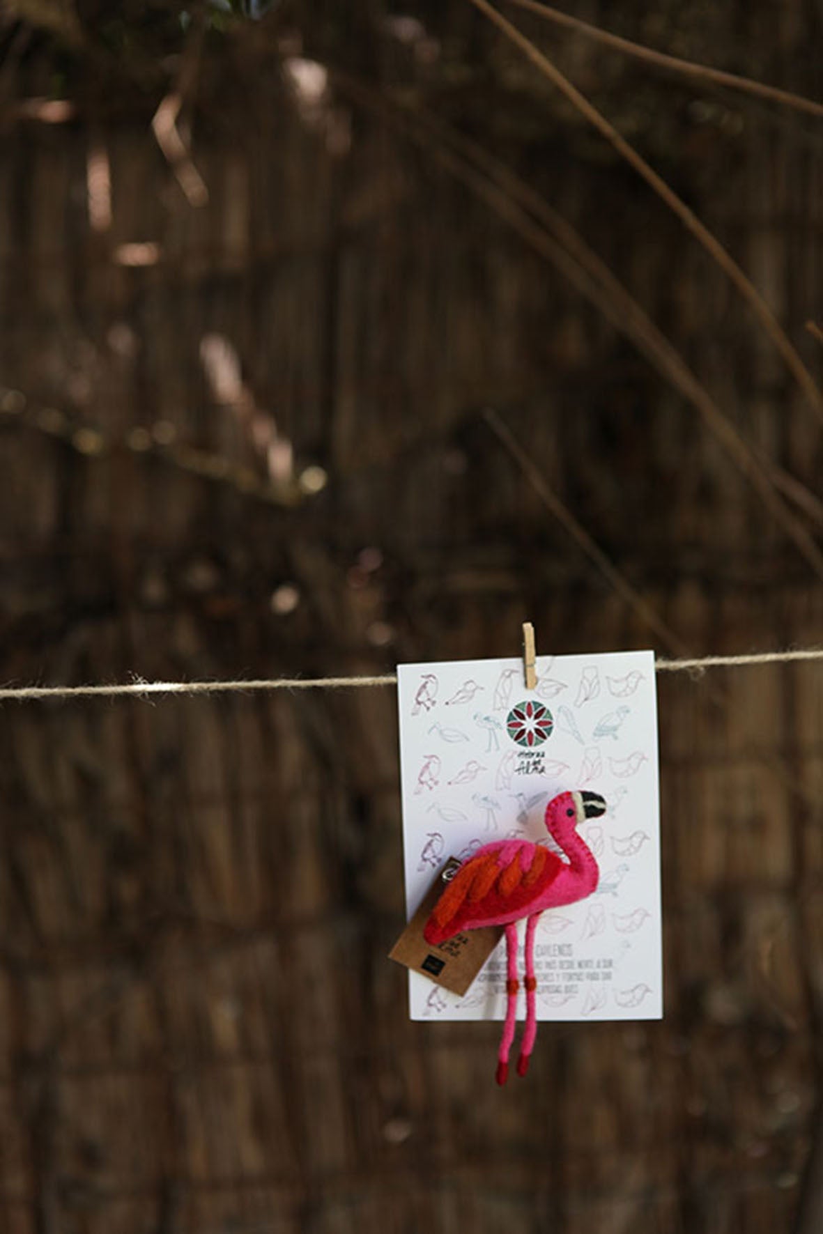 Pajarito prendedor Flamenco Rosado