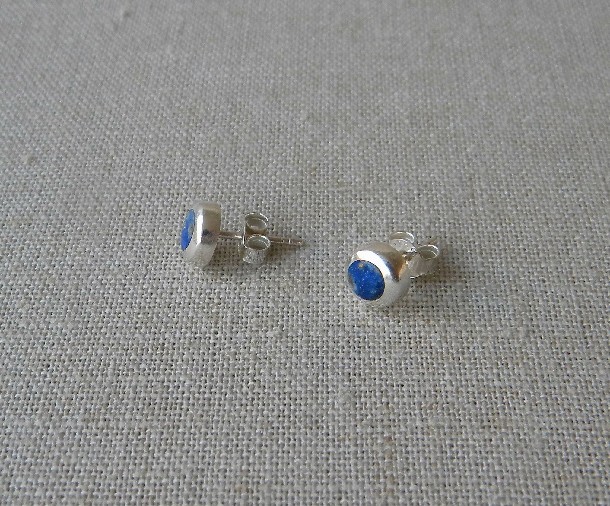 AROS PLATA LAPISLÁZULI BOTÓN CHICO