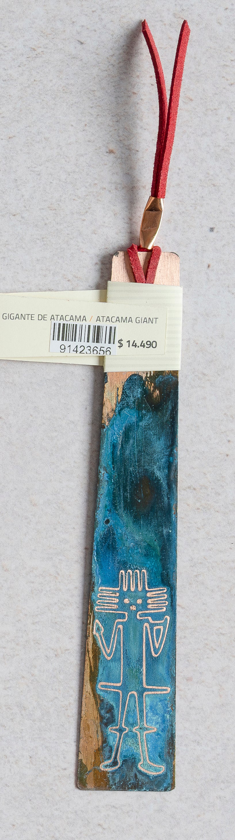 Marcapáginas cobre con lazo de cuero - Gigante Atacama