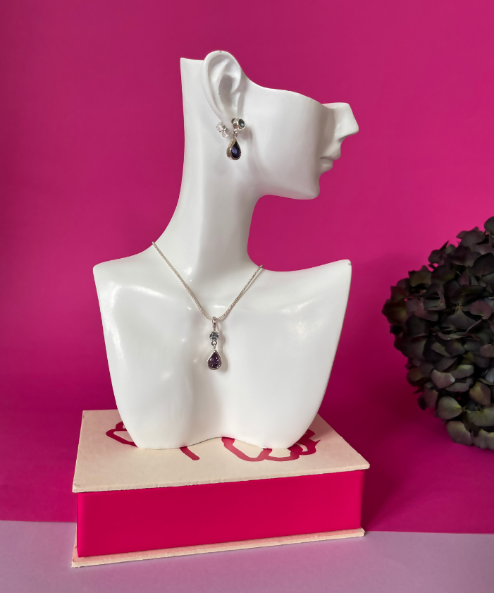 Aros gota con collar gota y caja