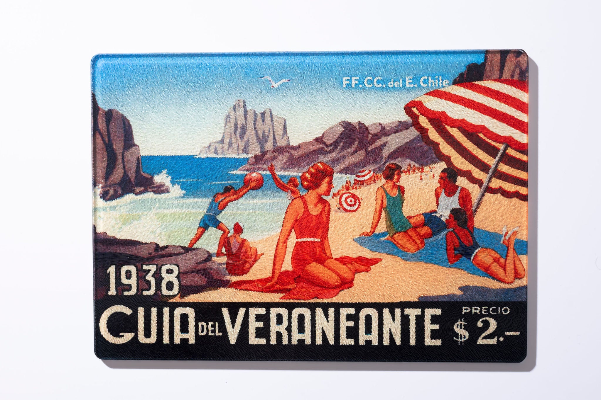 Tabla de Vidrio para Cortar 20 x 28 cm | Colección En Viaje de Memoria Chilena / Playa