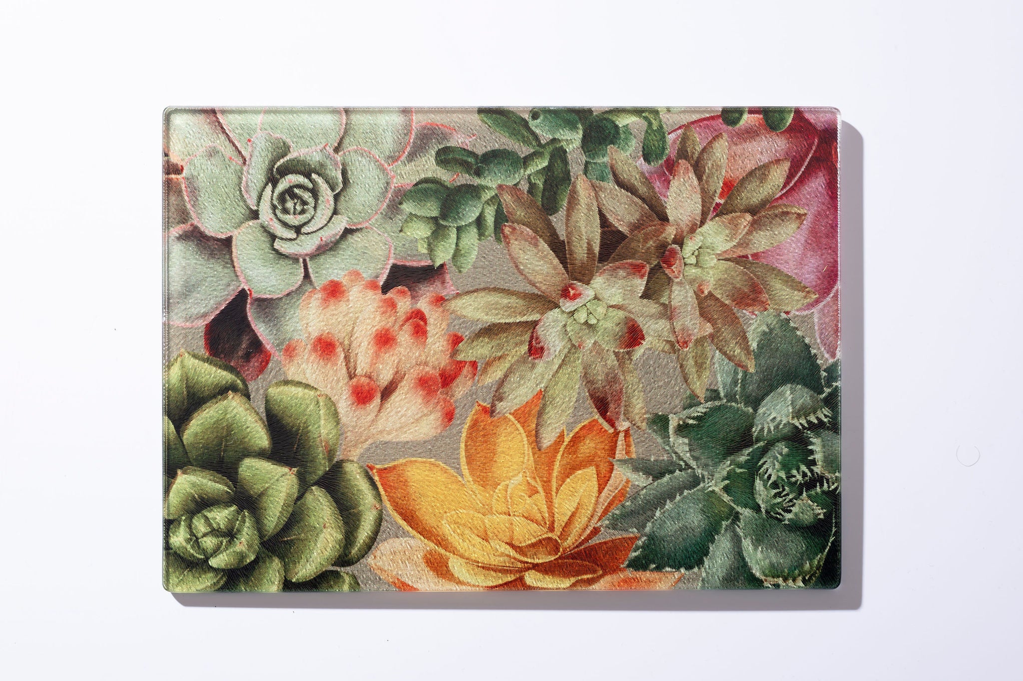 Tabla de Vidrio para Cortar 20 x 28 cm | Colección Caro Ruiz Suculentas II