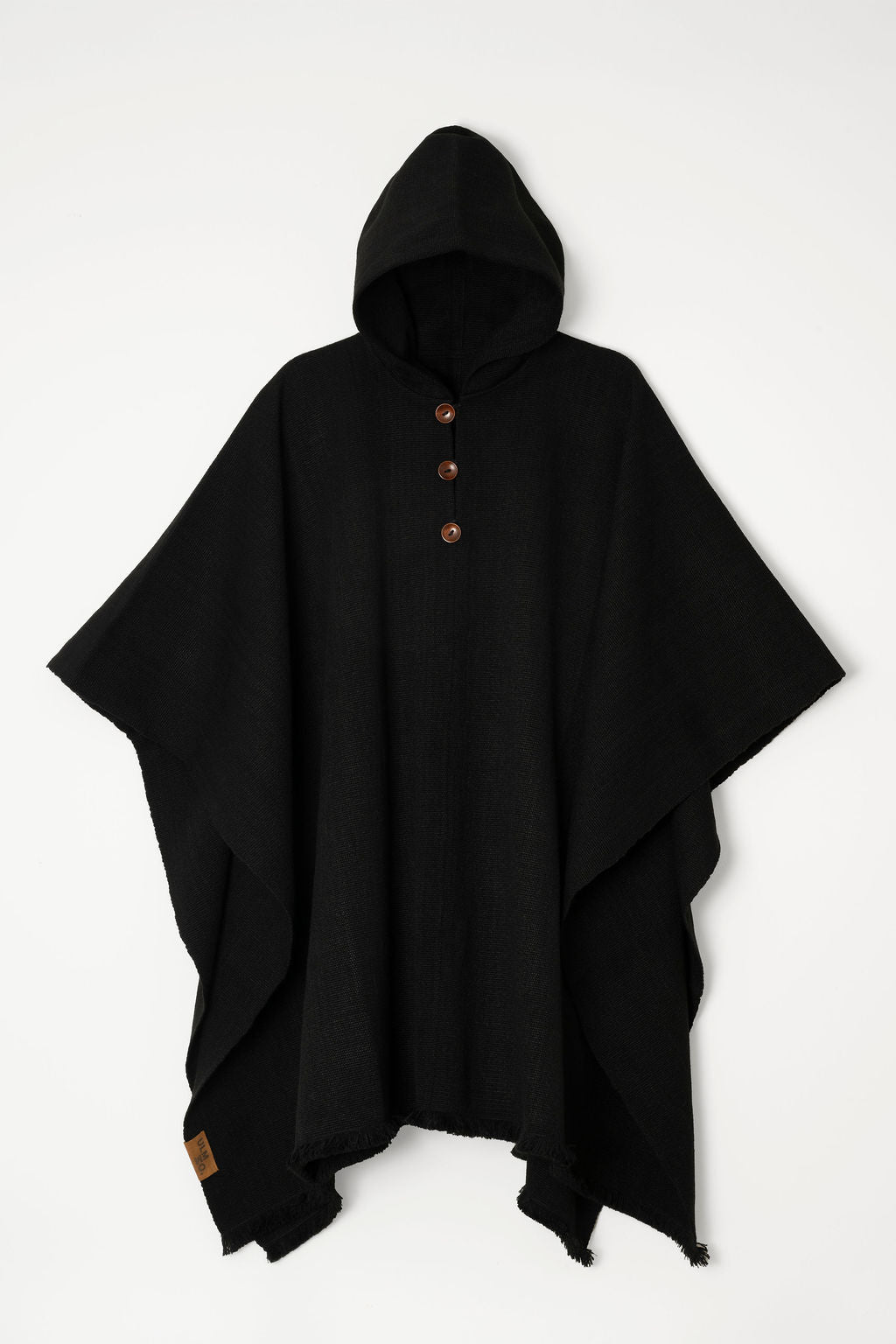 Poncho Tradicional Lana con Capucha - Negro