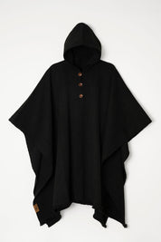 Poncho Tradicional Lana con Capucha - Negro