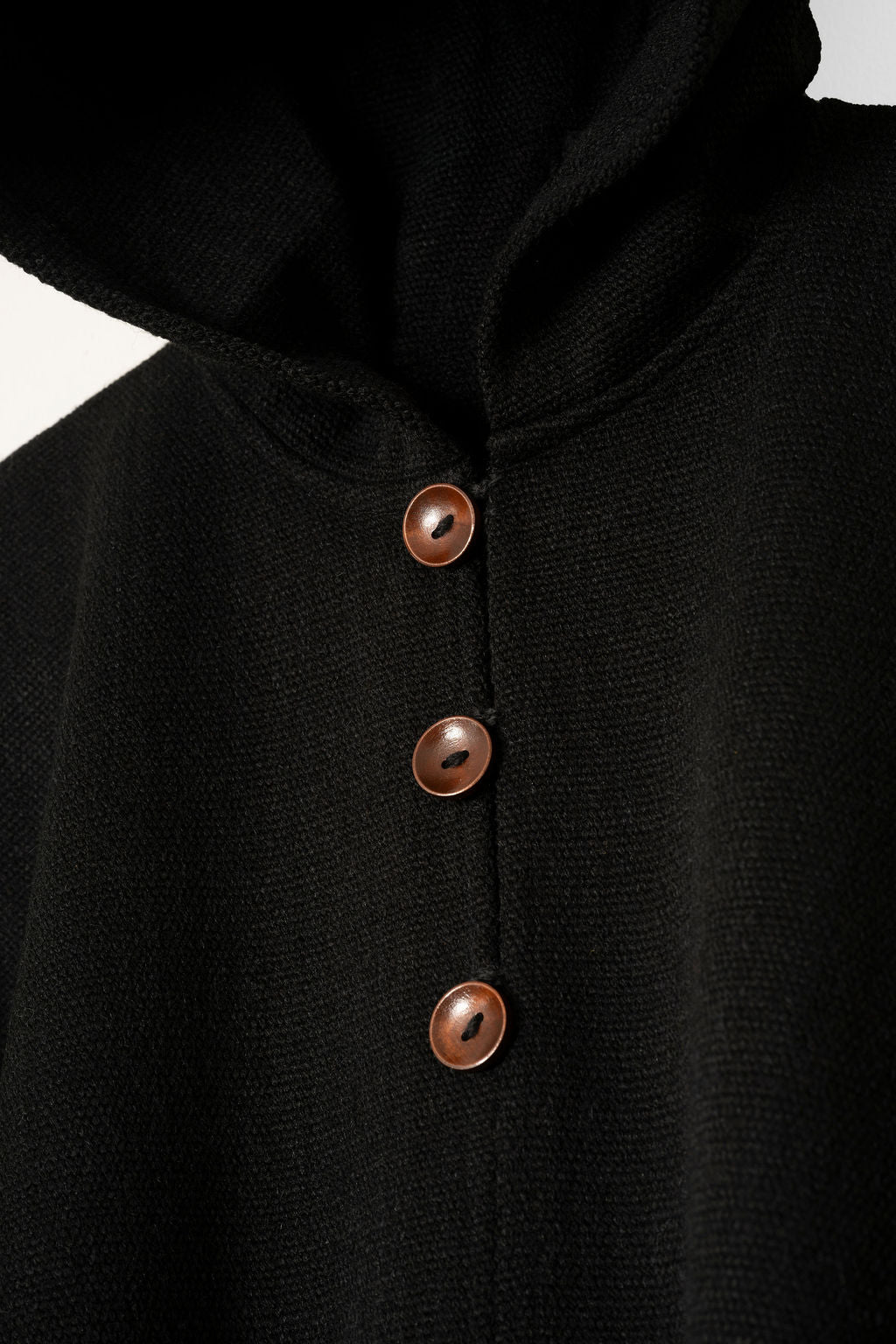 Poncho Tradicional Lana con Capucha - Negro