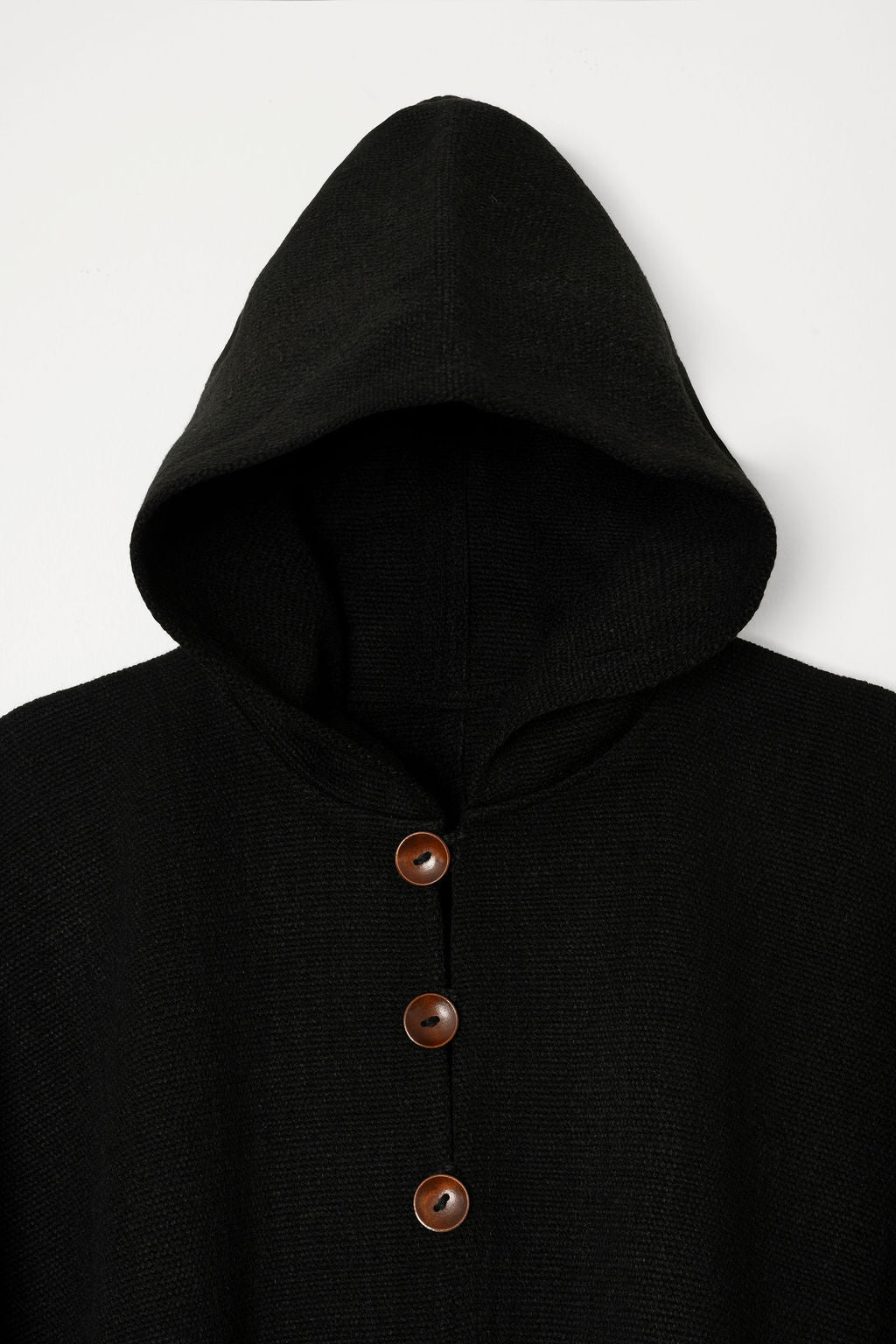 Poncho Tradicional Lana con Capucha - Negro