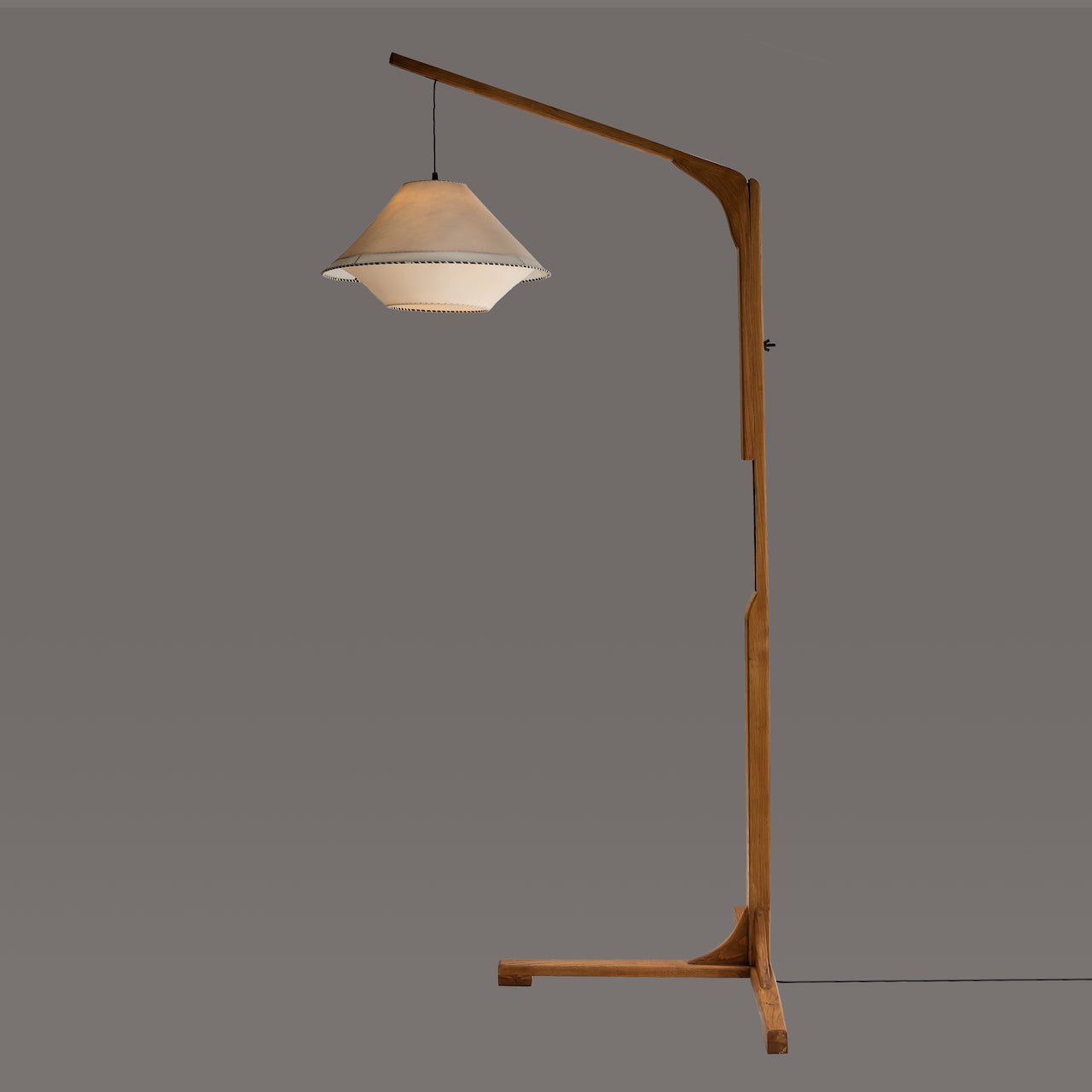 Lámpara Platillo Doble L Base Madera Ascendente L