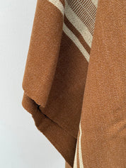 Poncho Peinecillo con Capucha -  Lana y Alpaca  - Camel con Beige
