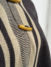 Poncho Peinecillo con Capucha -  Lana y Alpaca  - Marengo con Beige