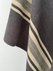 Poncho Peinecillo con Capucha -  Lana y Alpaca  - Marengo con Beige