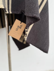 Poncho Peinecillo con Capucha -  Lana y Alpaca  - Marengo con Beige