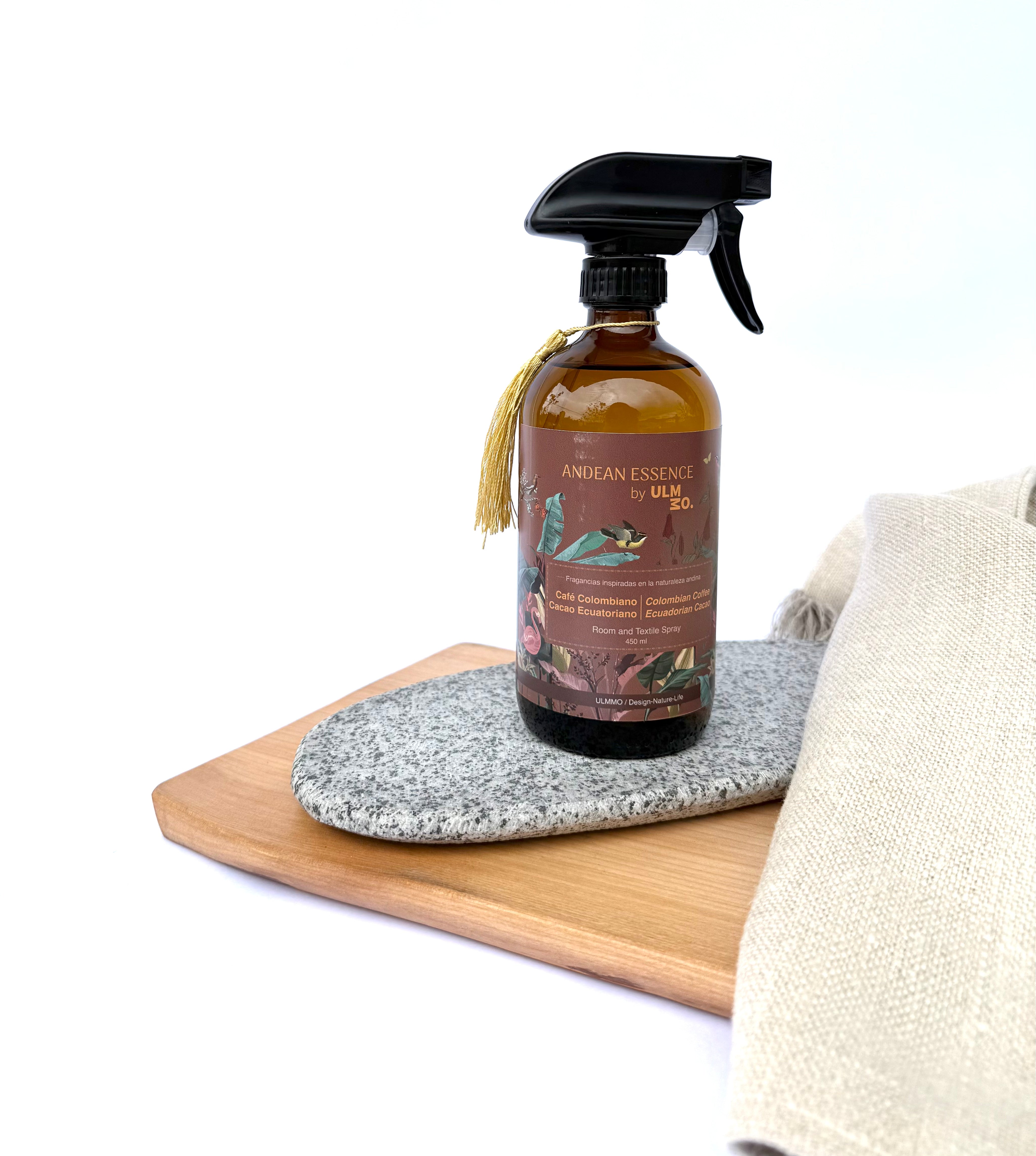 Room Spray Café Colombiano y Cacao Ecuatoriano 450 ml vidrio