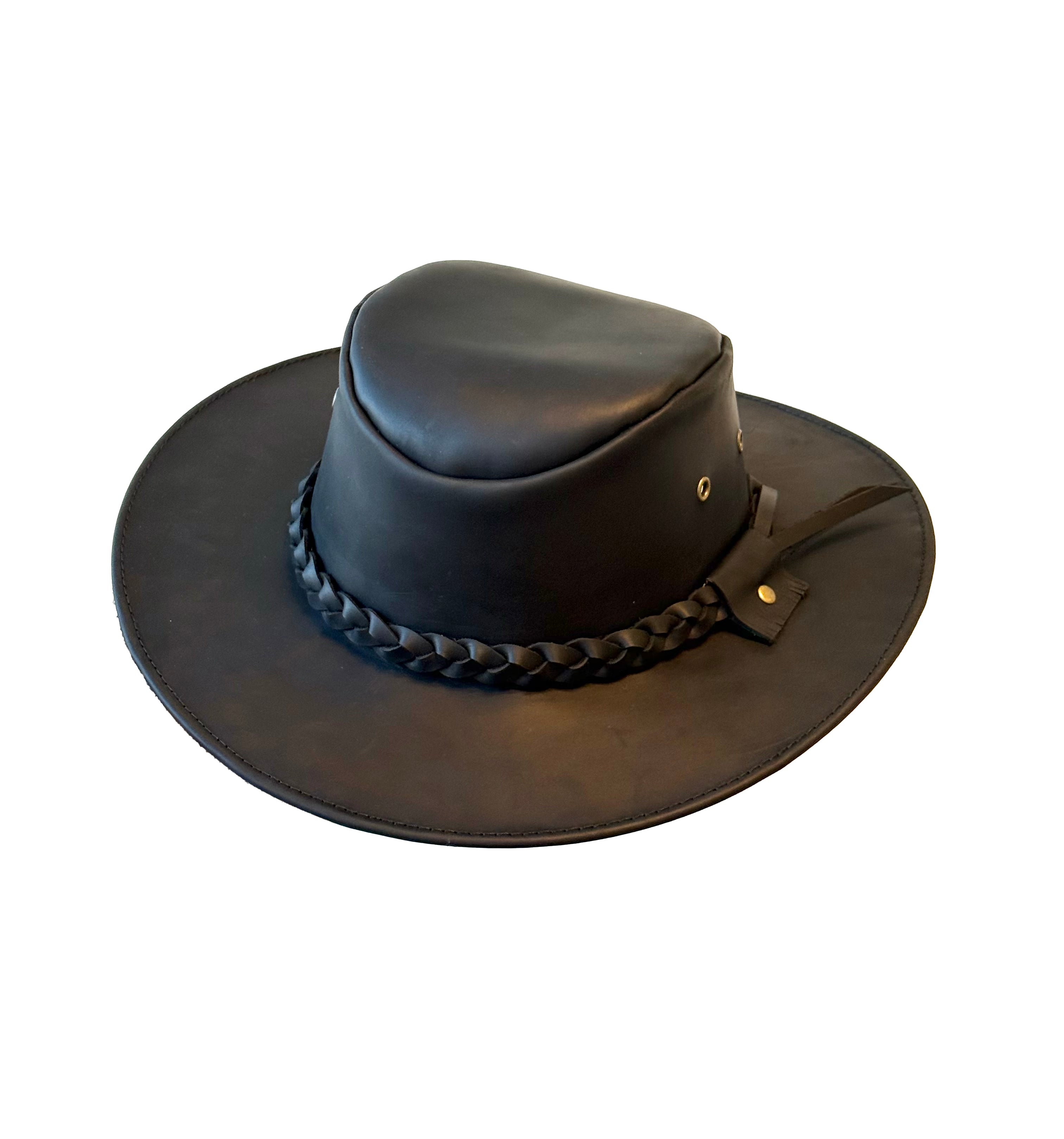 SOMBRERO DE CUERO NEGRO