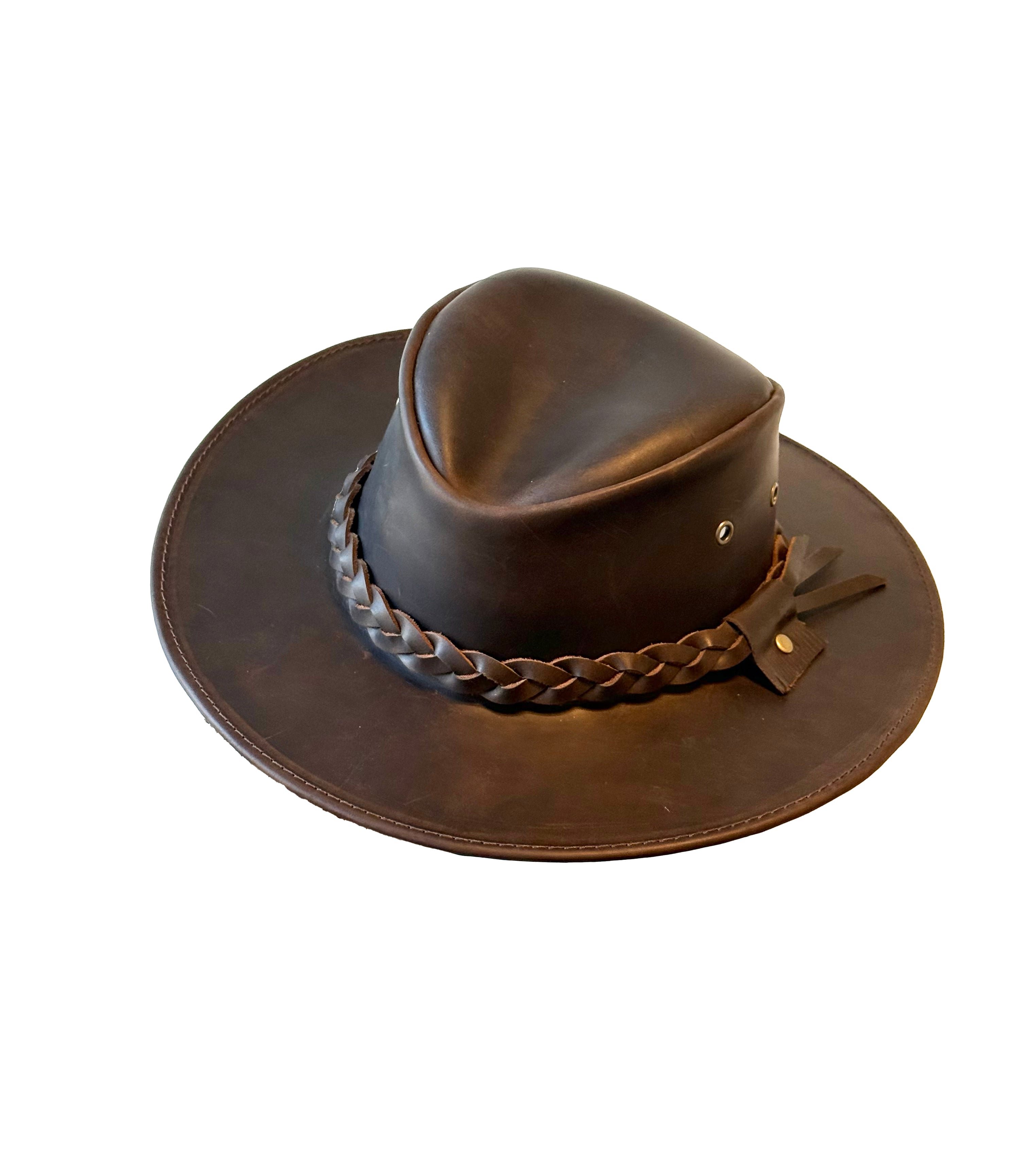 SOMBRERO DE CUERO CAFÉ