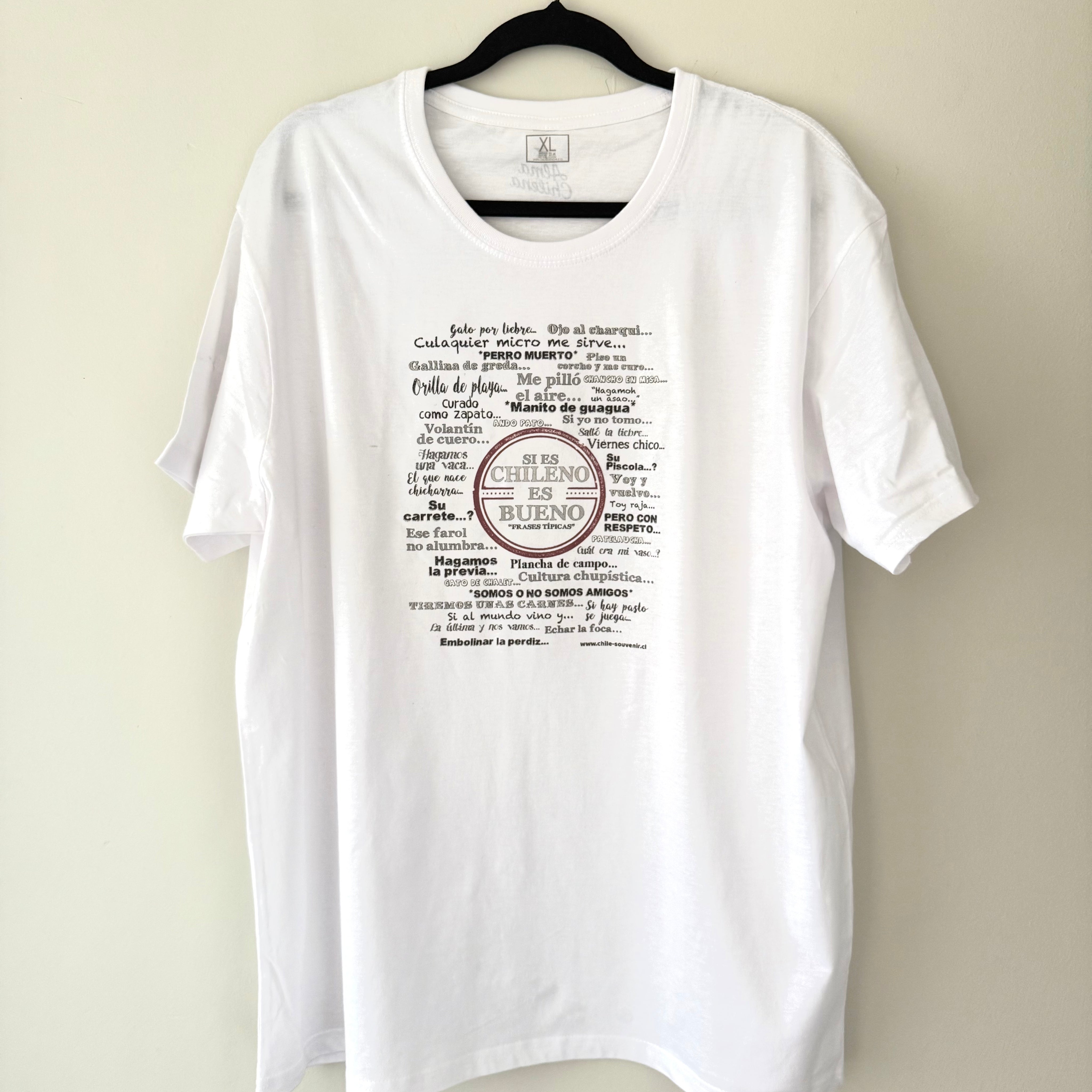 Polera Manga Corta Adultos Frases Típicas de Chile - Creado en Chile