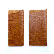 Funda para anteojos de cuero modelo JUDITH Croco Tostado Semibrillo