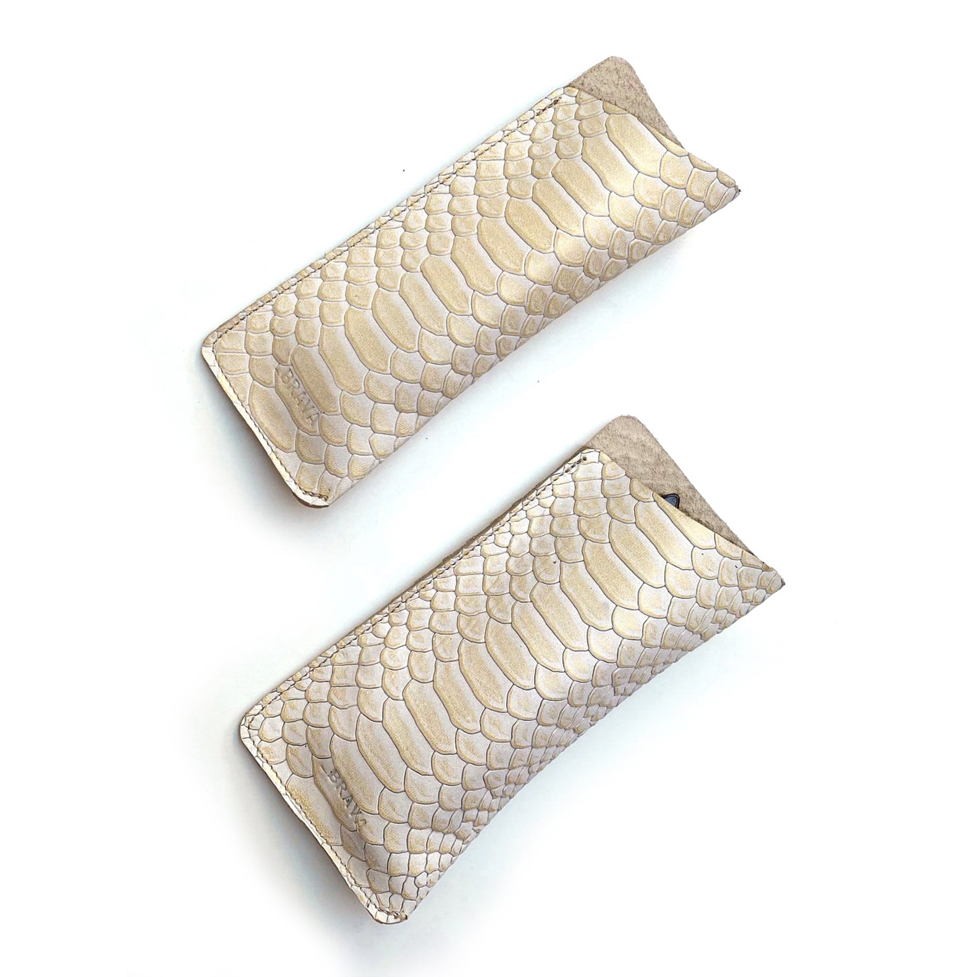 Funda para anteojos de cuero modelo JUDITH snake gold