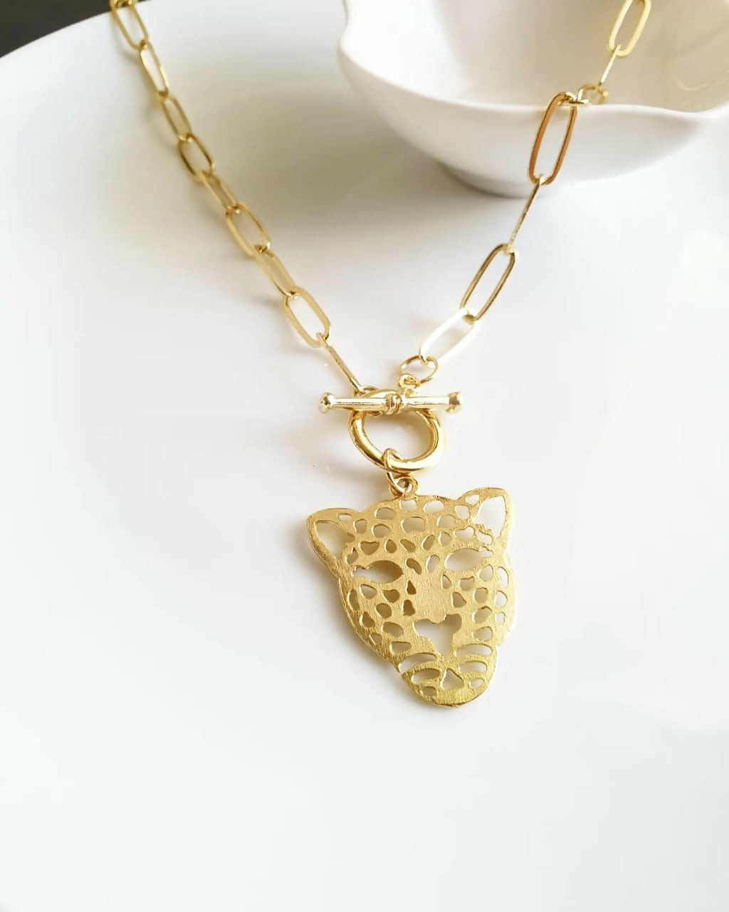 Collar eslabones con leopardo