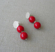 AROS PLATA JADE ROJO DOBLE