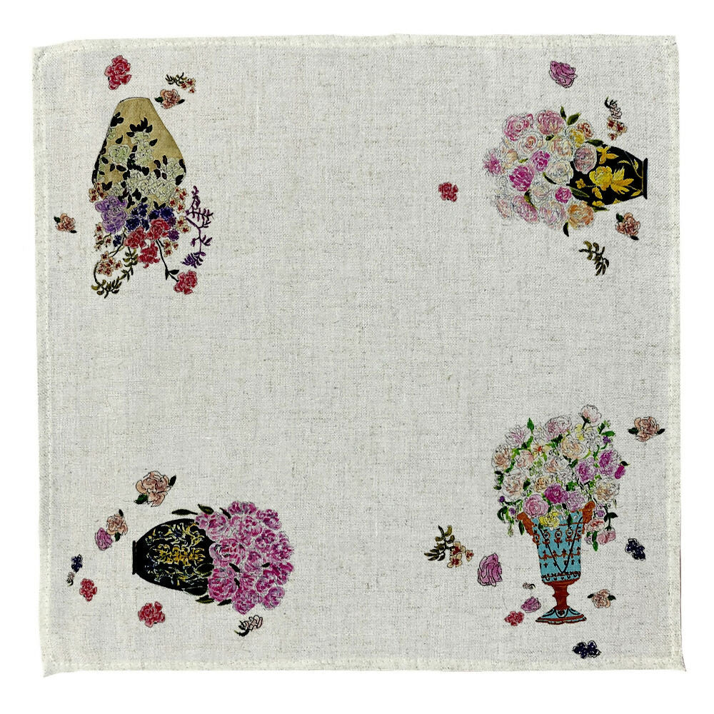 Set 4 Servilletas Jarrones - Lino Poliester