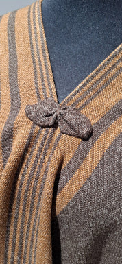 Poncho Cordoncillo -  Lana y Alpaca  - Café Moro con Camel