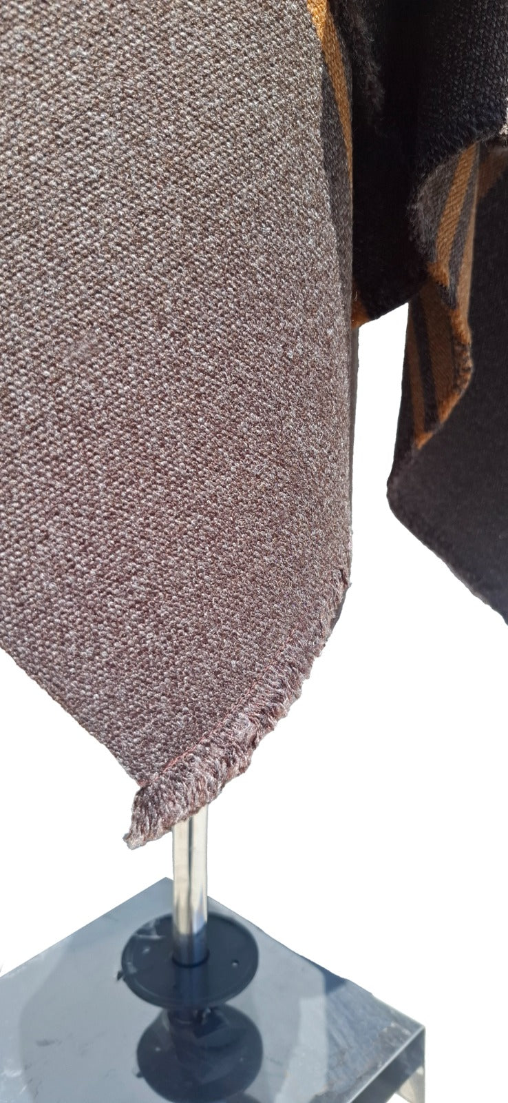 Poncho Cordoncillo -  Lana y Alpaca  - Café Moro con Camel