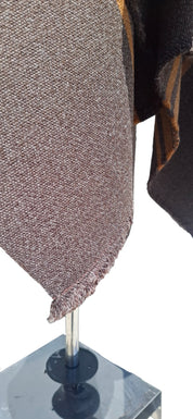 Poncho Cordoncillo -  Lana y Alpaca  - Café Moro con Camel