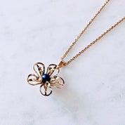 Collar Flor con Lapislázuli, bañado en oro