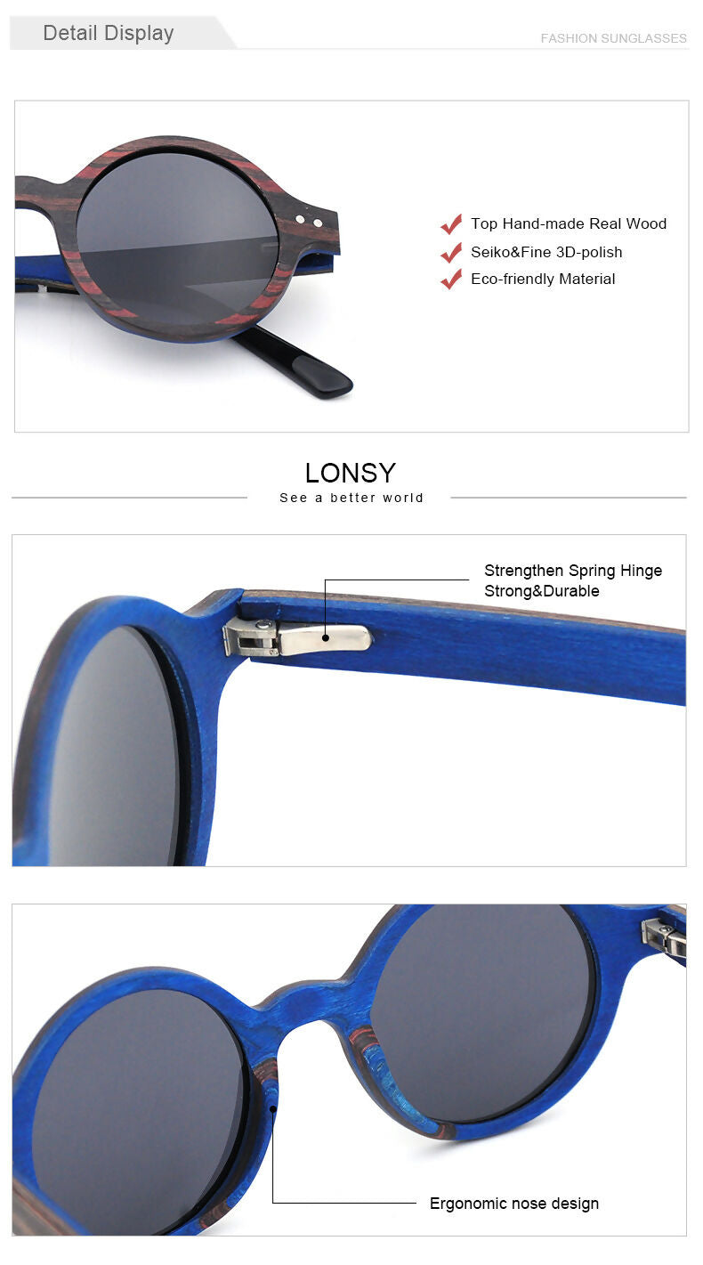 ANTEOJOS DE SOL LENZI MODELO SANTORINI MADERA NOGAL