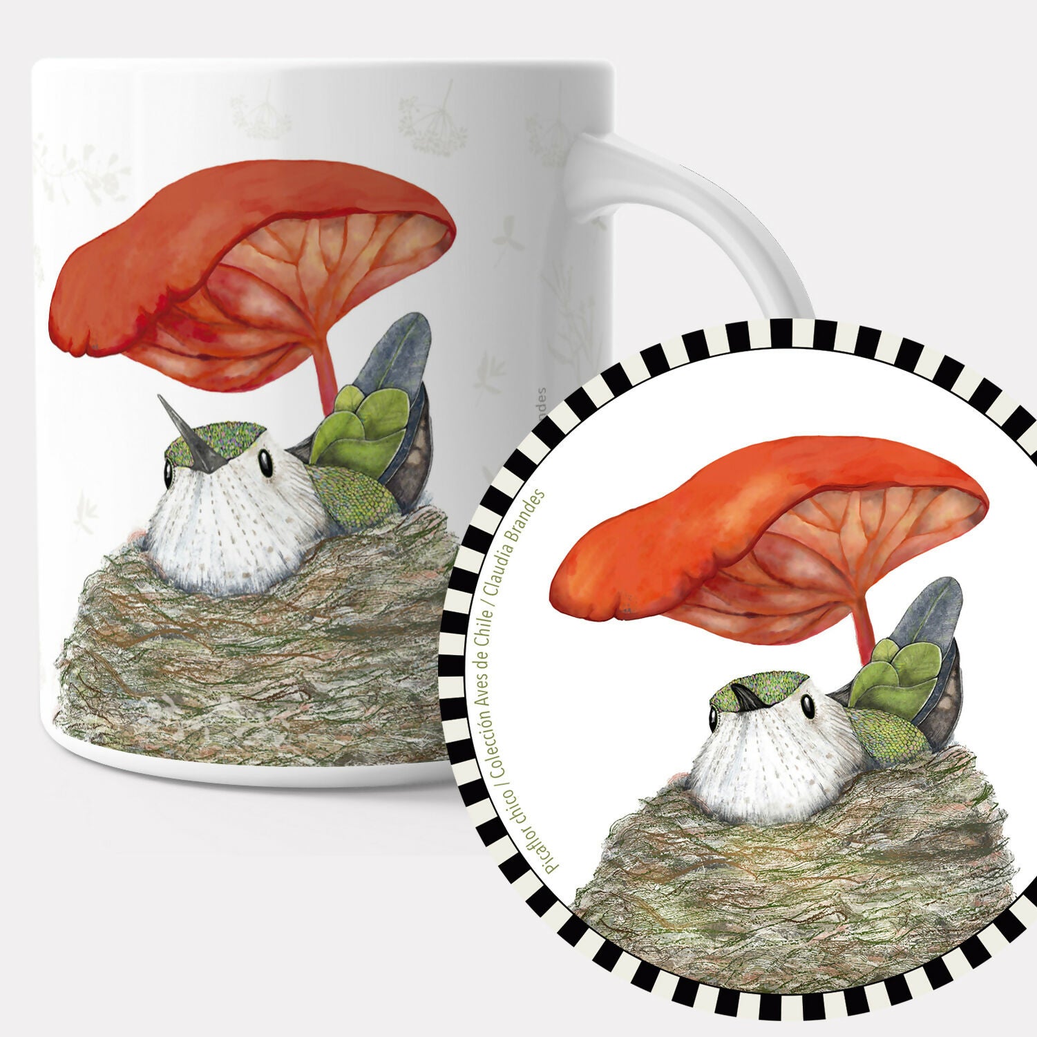 Set tazón + posavasos, Picaflor