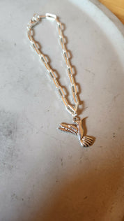 Pulsera eslabones con colibri baño plata