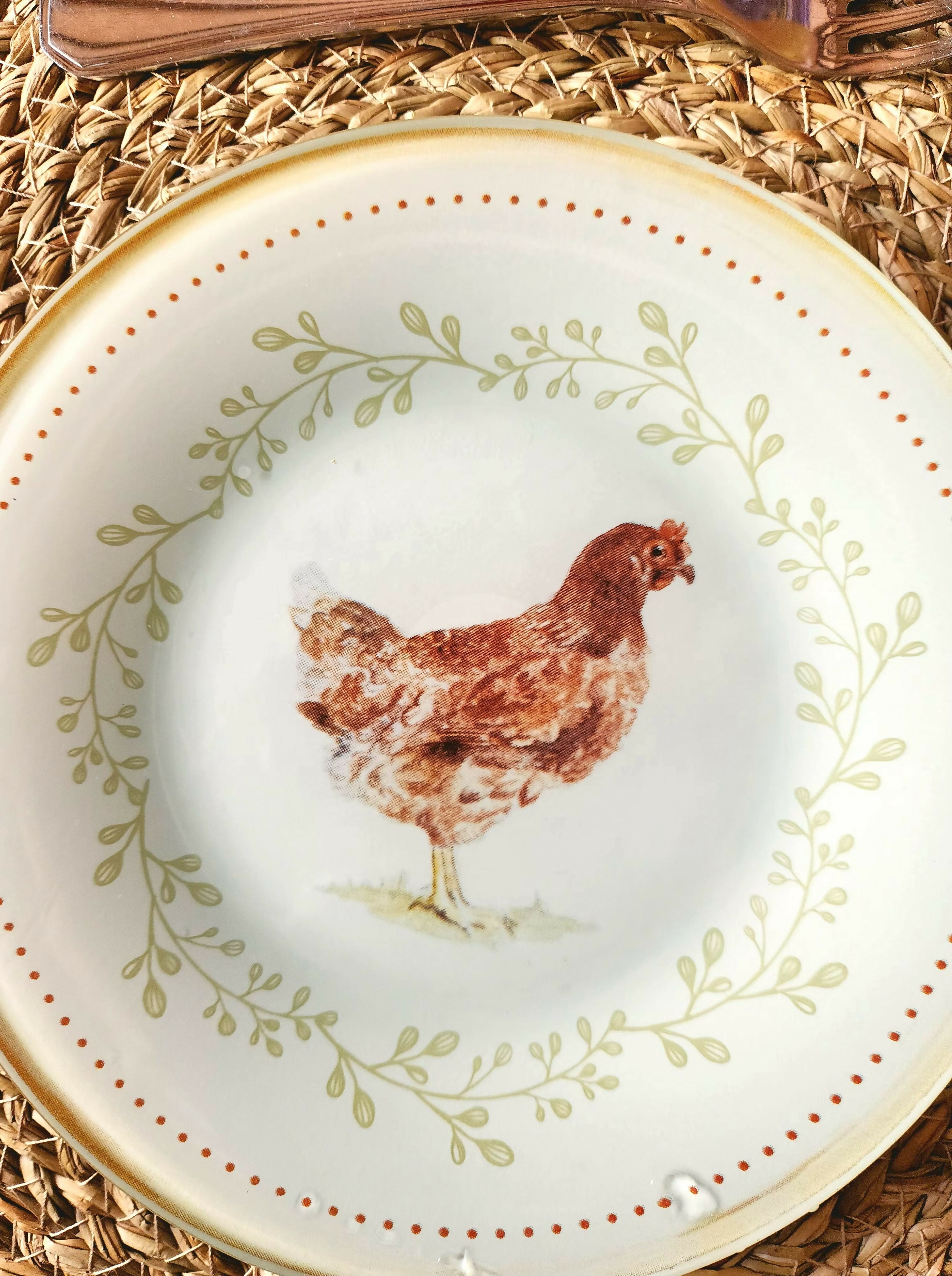 Plato de postre diseño gallina 19cm