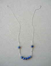 COLLAR PLATA LAPISLAZULI CADENA Y PALOS