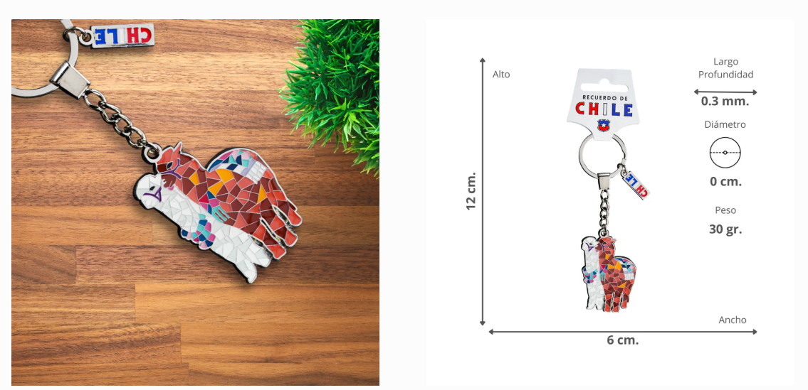 Llavero Metálico Mosaico Llamas