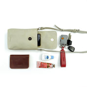 Portacelular - Cell Bag de cuero modelo MARTHA Hueso